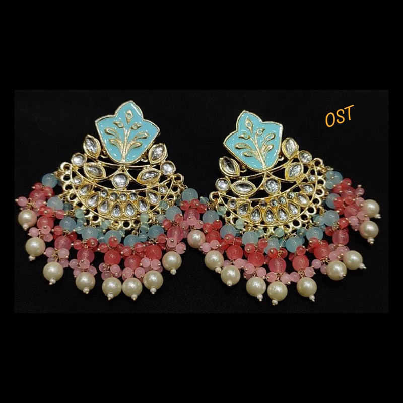 Lucentarts Jewellery Gold Plated Meenakari Dangler Earrings