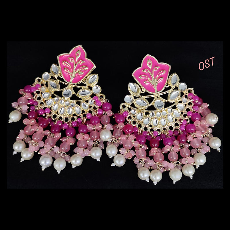 Lucentarts Jewellery Gold Plated Meenakari Dangler Earrings