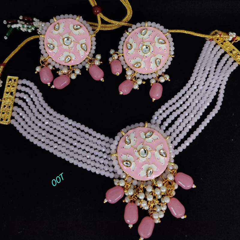 Lucentarts Jewellery Gold Plated  Meenakari Choker Necklace Set
