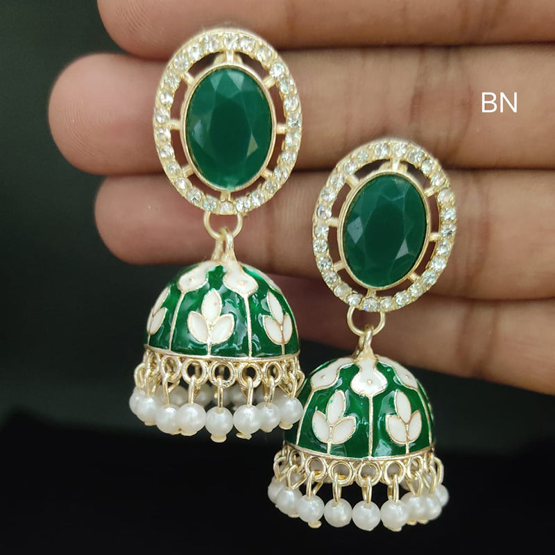 Lucentarts Jewellery Gold Plated Meenakari Jhumki Earrings