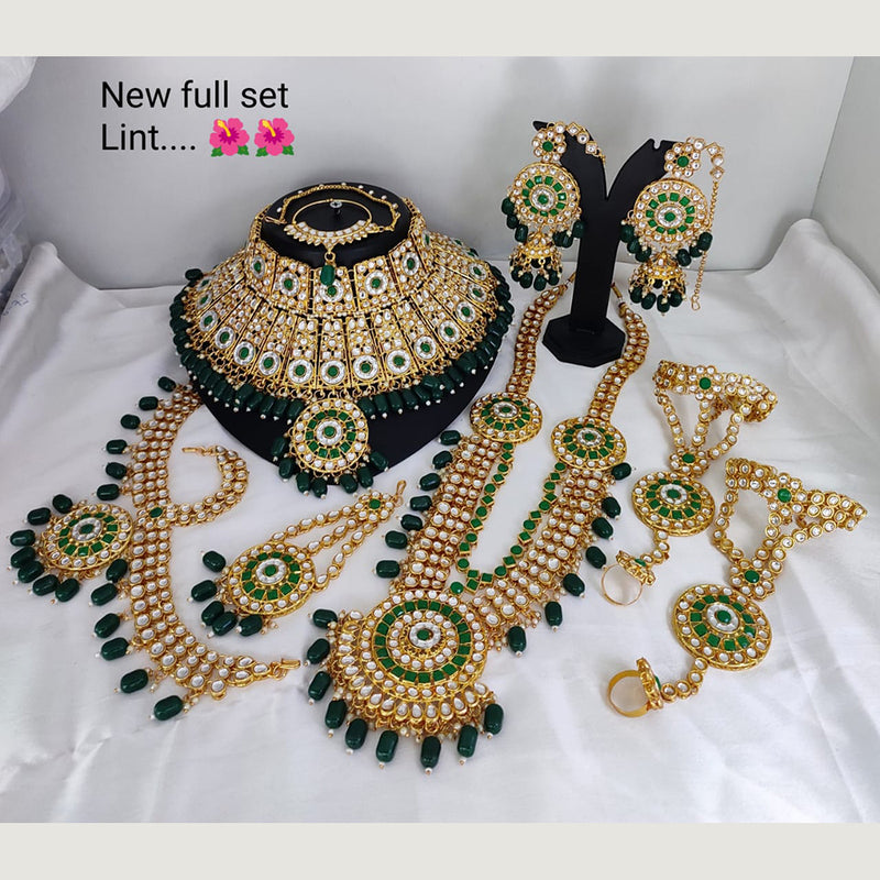 Lucentarts Jewellery Gold Plated Kundan Stone Bridal  Set