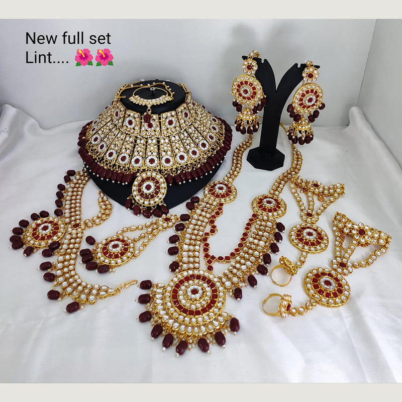 Lucentarts Jewellery Gold Plated Kundan Stone Bridal  Set