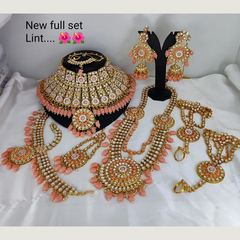 Lucentarts Jewellery Gold Plated Kundan Stone Bridal  Set