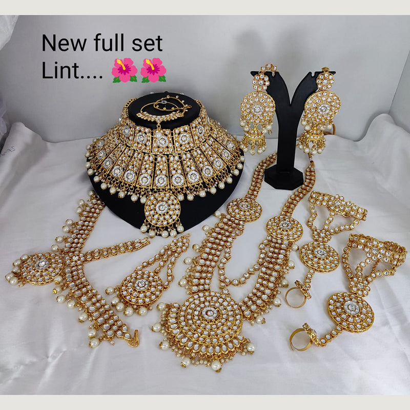 Lucentarts Jewellery Gold Plated Kundan Stone Bridal  Set