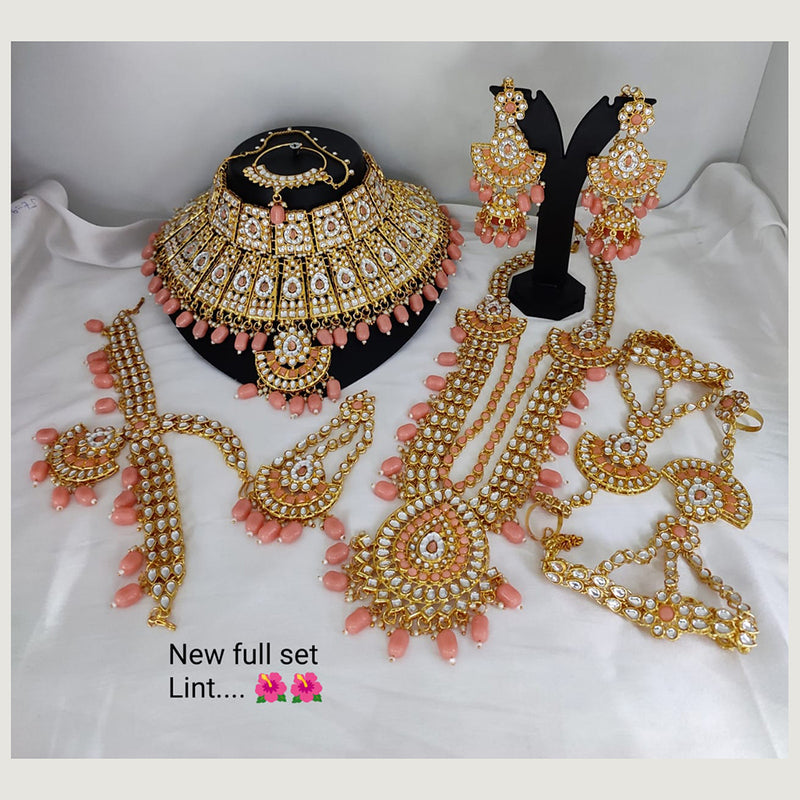 Lucentarts Jewellery Gold Plated Kundan Stone Bridal  Set