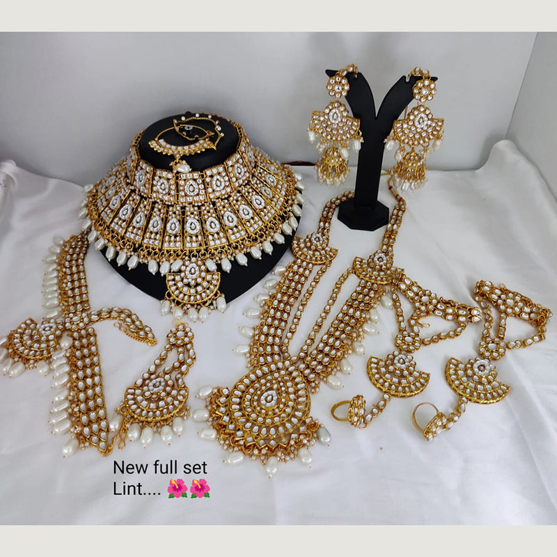 Lucentarts Jewellery Gold Plated Kundan Stone Bridal  Set