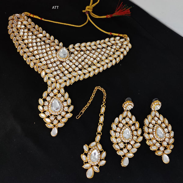 Lucentarts Jewellery Gold Plated Kundan Stone Necklace Set