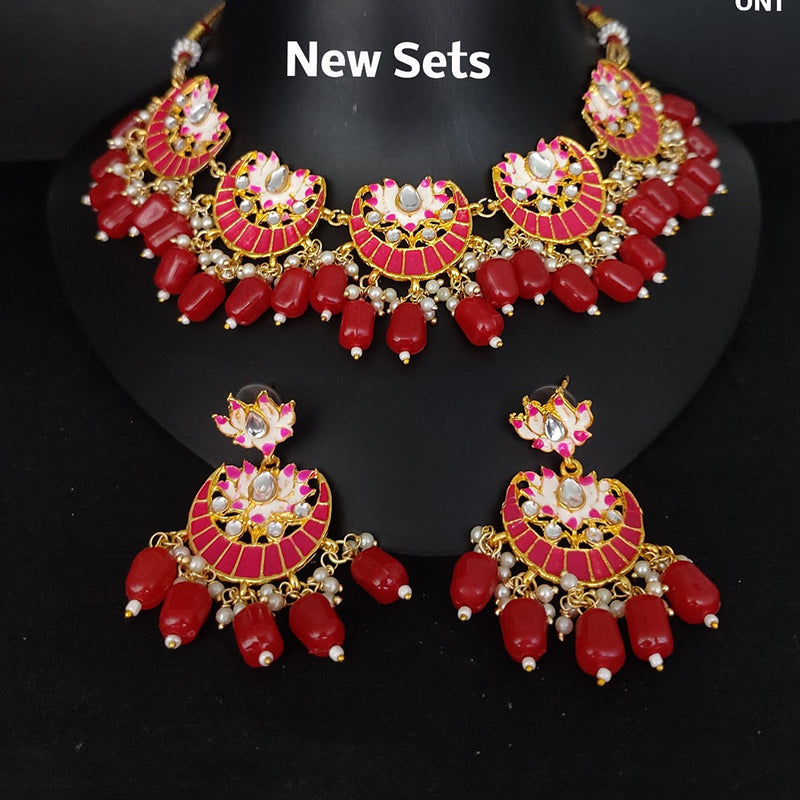 Lucentarts Jewellery Gold Plated Meenakari Necklace Set