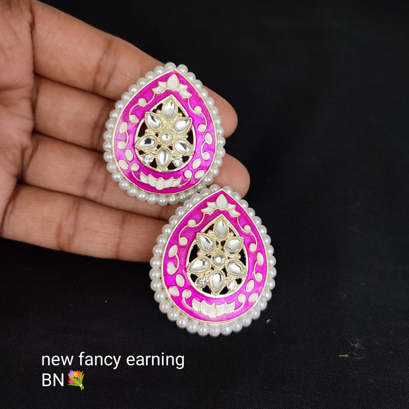 Lucentarts Jewellery Gold Plated Meenakari Stud Earrings