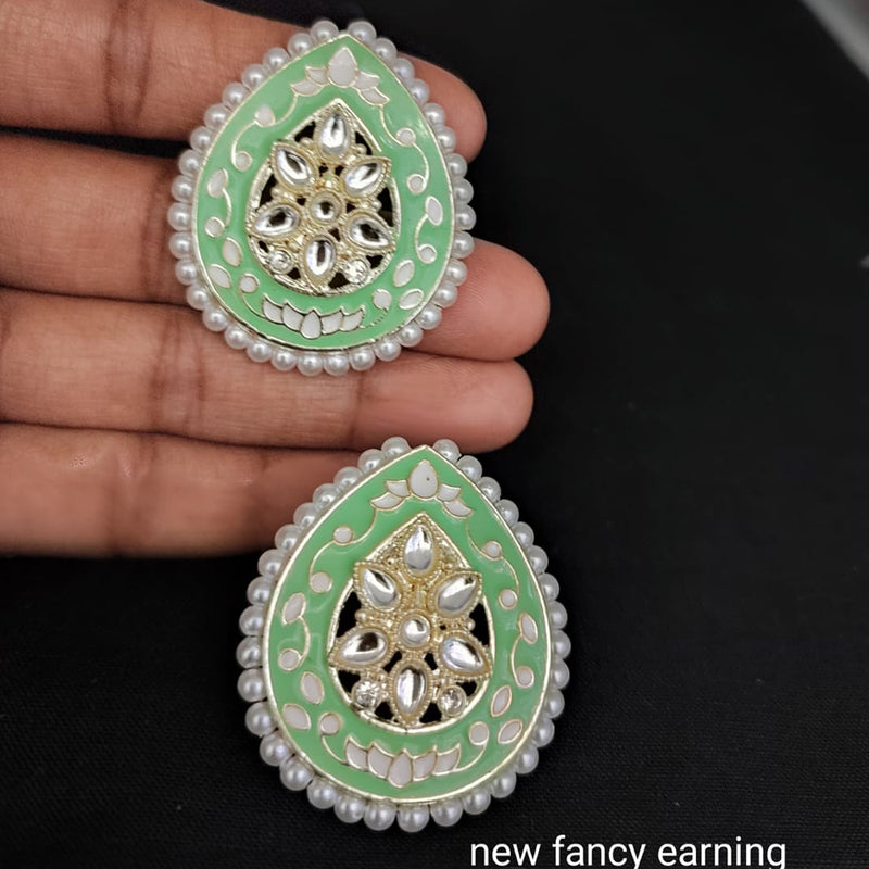 Lucentarts Jewellery Gold Plated Meenakari Stud Earrings