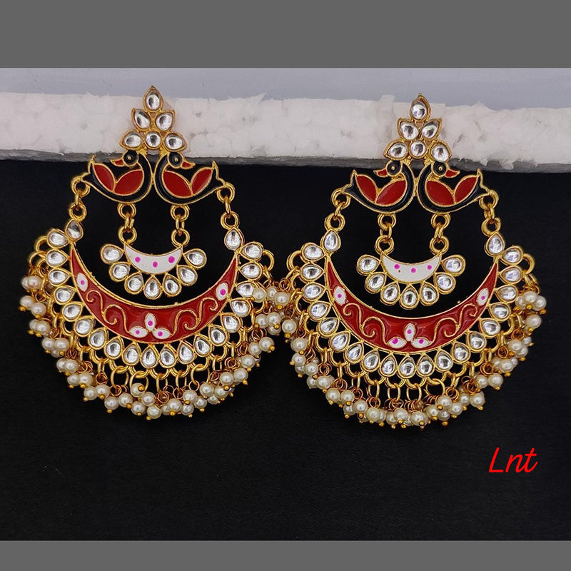 Lucentarts Jewellery Gold Plated Meenakari Dangler Earrings