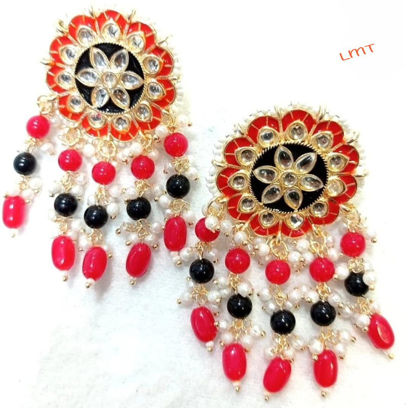 Lucentarts Jewellery Gold Plated Meenakari Dangler Earrings