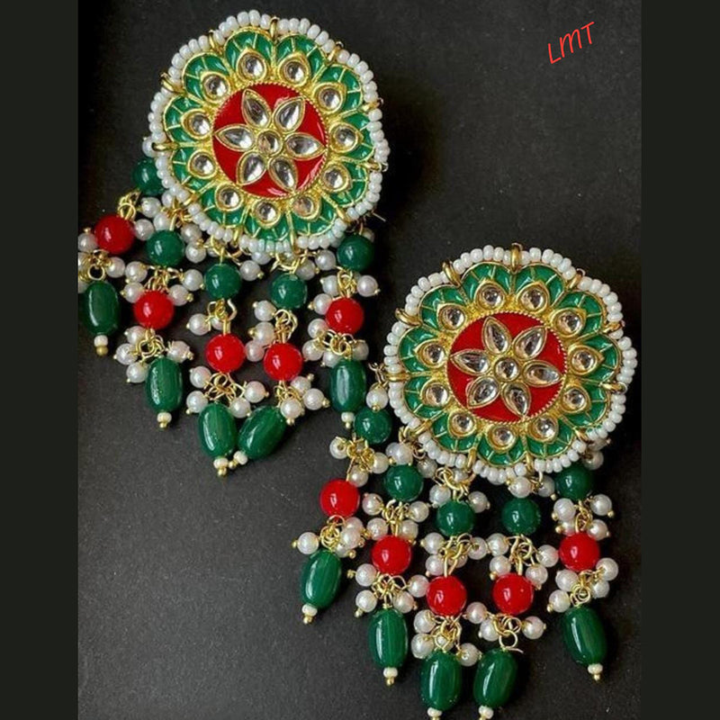 Lucentarts Jewellery Gold Plated Meenakari Dangler Earrings