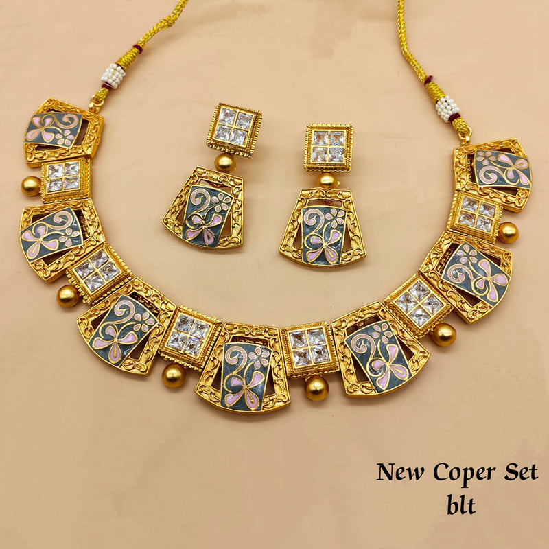 Lucentarts Jewellery Gold Plated Meenakari Necklace Set