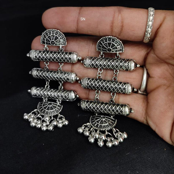 Lucentarts Jewellery Oxidised Plated Jhumki Earrings