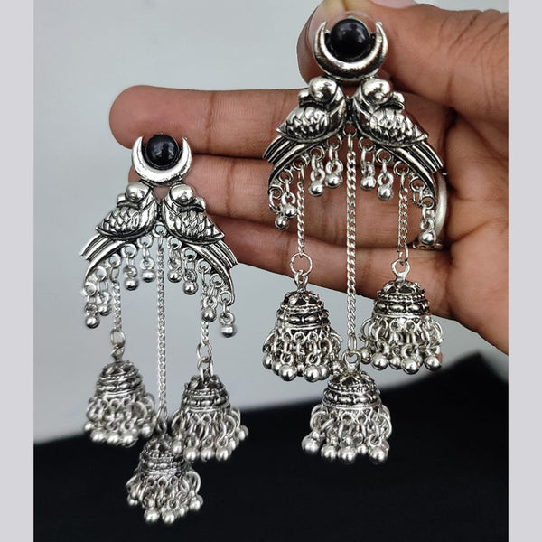 Lucentarts Jewellery Oxidised Plated Jhumki Earrings
