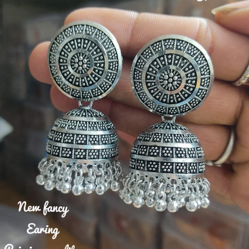 Lucentarts Jewellery Oxidised Plated Jhumki Earrings