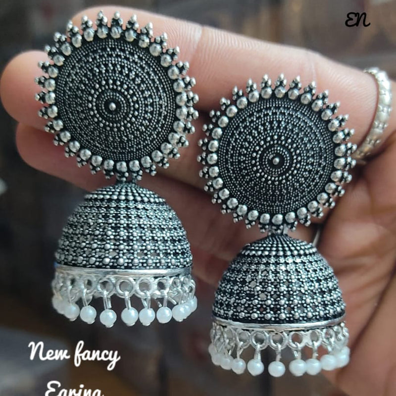 Lucentarts Jewellery Oxidised Plated Jhumki Earrings