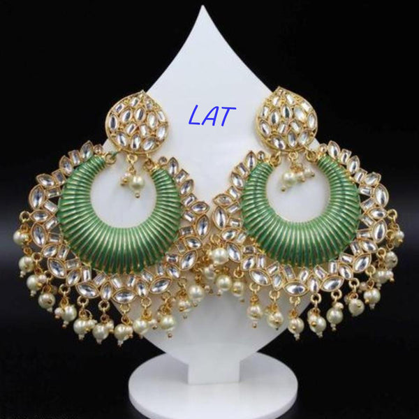 Lucentarts Jewellery Gold Plated Kundan Stone Dangler Earrings