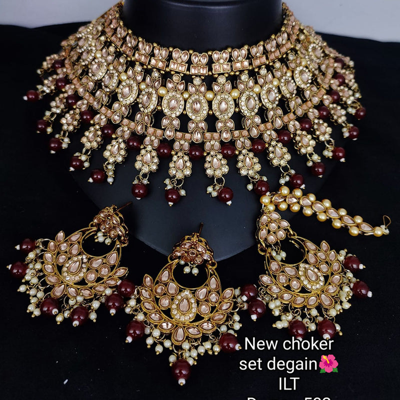 Lucentarts Jewellery Gold Plated Kundan Necklace Set