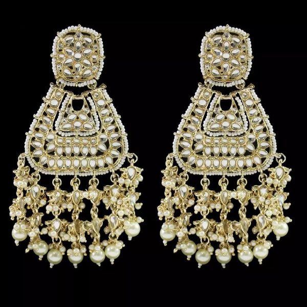 Lucentarts Jewellery Gold Plated Kundan Dangler Earrings