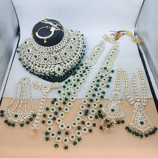 Lucentarts Jewellery Gold Plated Kundan Stone Bridal Set