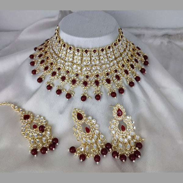 Lucentarts Jewellery Gold Plated Kundan Stone Necklace Set