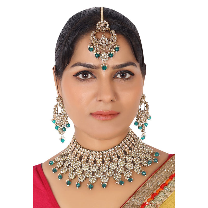 Lucentarts Jewellery Gold Plated Kundan Necklace Set