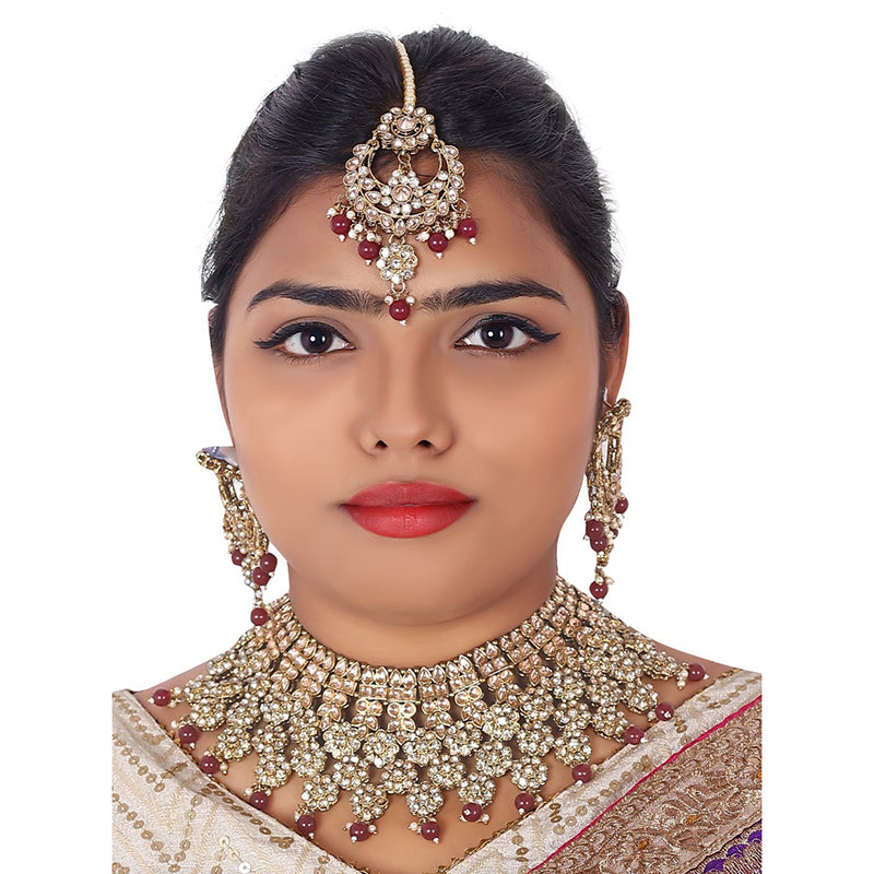 Lucentarts Jewellery Gold Plated Kundan Necklace Set