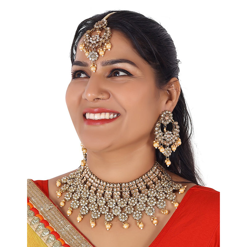 Lucentarts Jewellery Gold Plated Kundan Necklace Set