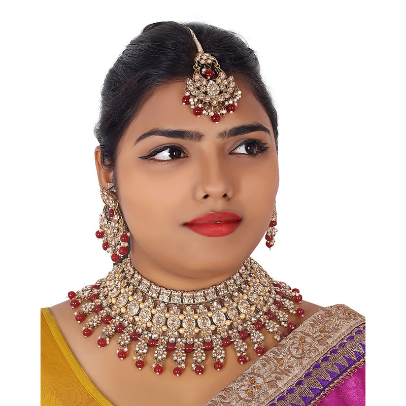 Lucentarts Jewellery Gold Plated Kundan Necklace Set