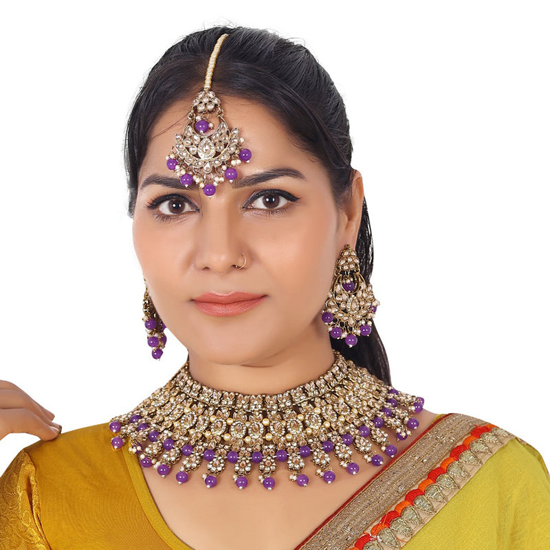 Lucentarts Jewellery Gold Plated Kundan Necklace Set