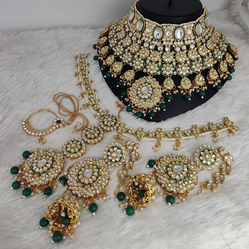 Lucentarts Jewellery Gold Plated Kundan Semi Bridal Set