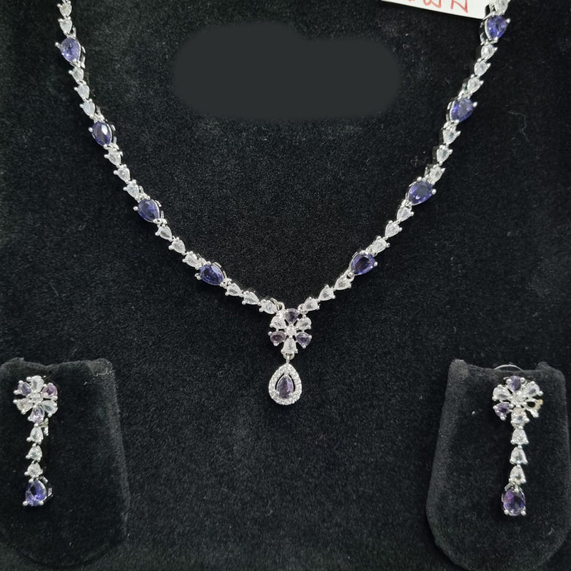 Lucentarts Jewellery Silver Plated Crystal Stone Necklace Set