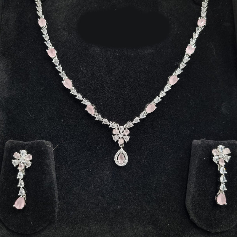 Lucentarts Jewellery Silver Plated Crystal Stone Necklace Set