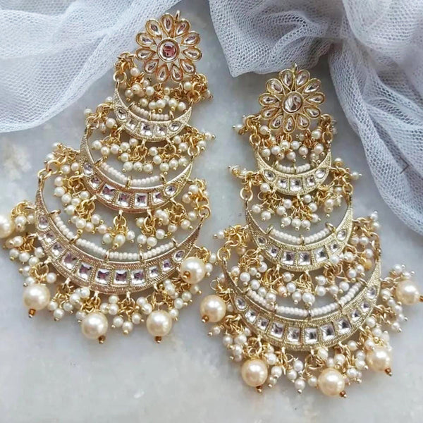 Lucentarts Jewellery Gold Plated Kundan Dangler Earrings