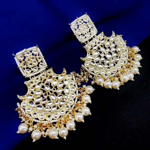 Lucentarts Jewellery Gold Plated Kundan Dangler Earrings