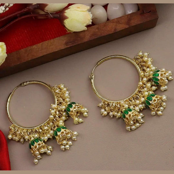 Lucentarts Jewellery Gold Plated Kundan Chand Bali Earrings