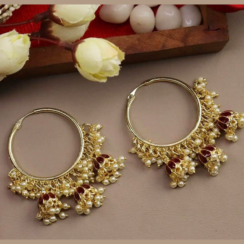 Lucentarts Jewellery Gold Plated Kundan Chand Bali Earrings