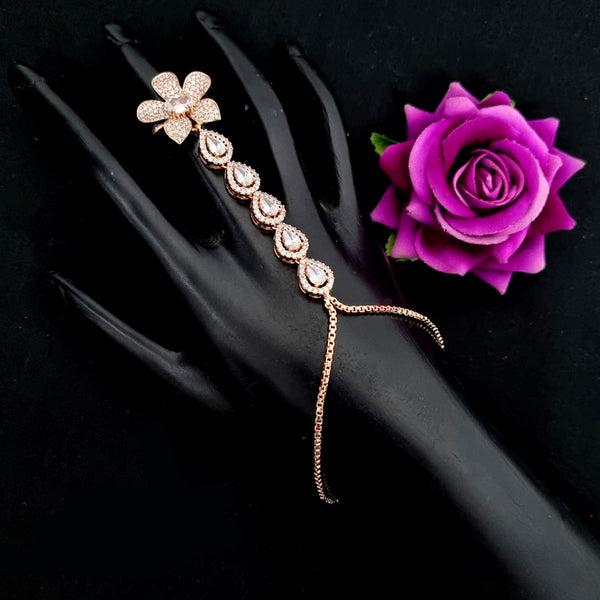 Lucentarts Jewellery Rose Gold Plated Austrian Stone Hand Harness