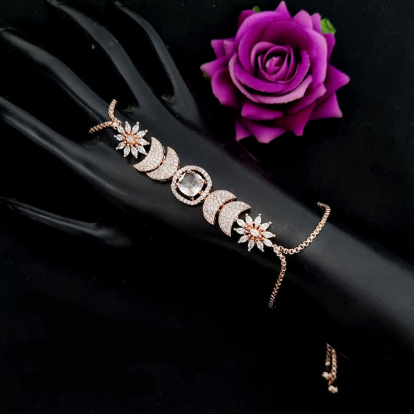 Lucentarts Jewellery Rose Gold Plated Austrian Stone Hand Harness