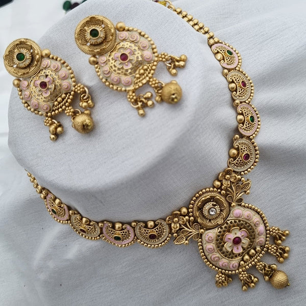 Lucentarts Jewellery Gold Plated Meenakari Necklace Set