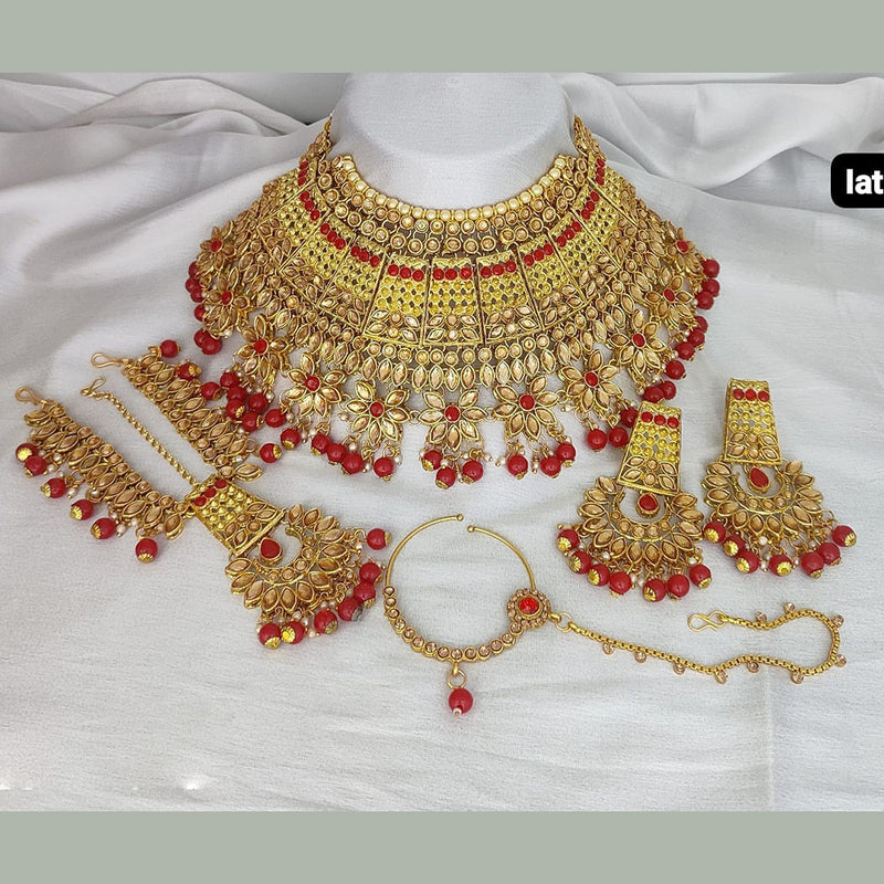Lucentarts Jewellery Gold Plated Kundan And Pearl Necklace Set