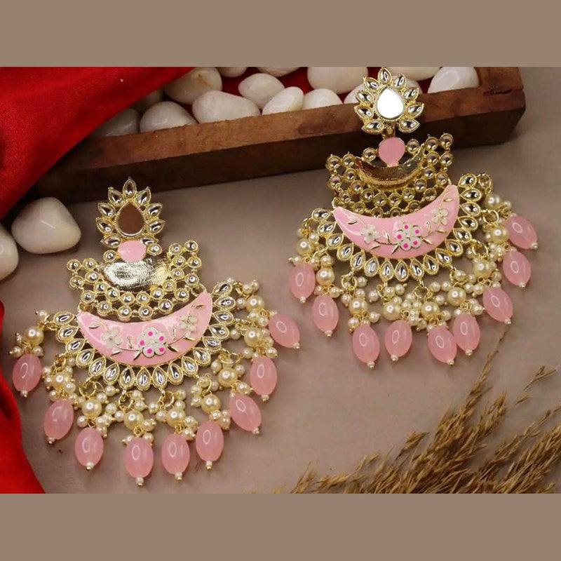 Lucentarts Jewellery Gold Plated Kundan And Meenakari Dangler Earrings