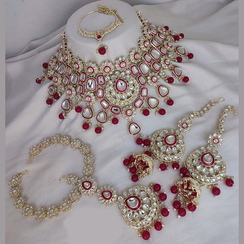 Lucentarts Jewellery Gold Plated Kundan Bridal Choker Necklace Set