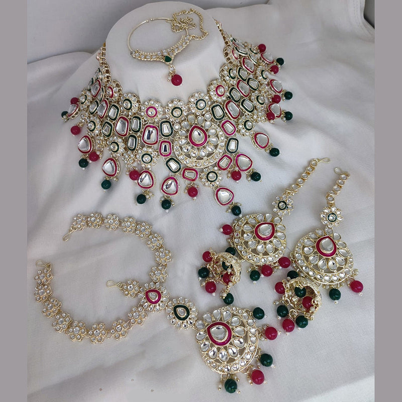 Lucentarts Jewellery Gold Plated Kundan Bridal Choker Necklace Set