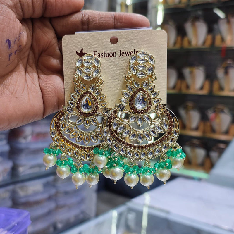 Lucentarts Jewellery Gold Plated Kundan Dangler Earrings