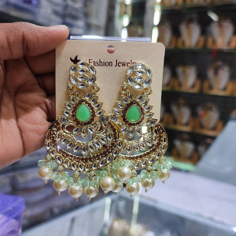 Lucentarts Jewellery Gold Plated Kundan Dangler Earrings