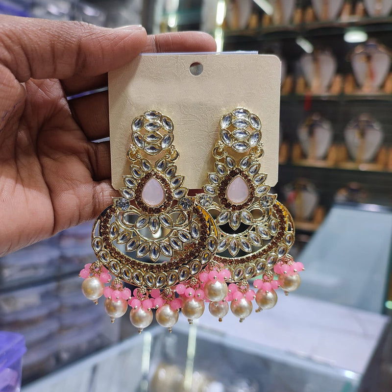 Lucentarts Jewellery Gold Plated Kundan Dangler Earrings