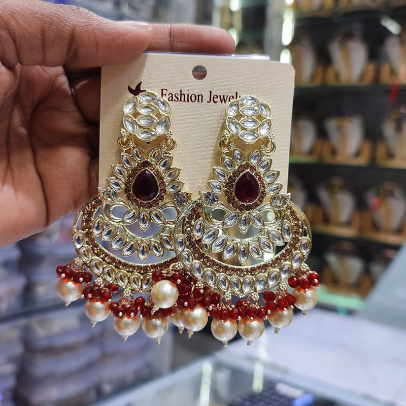 Lucentarts Jewellery Gold Plated Kundan Dangler Earrings